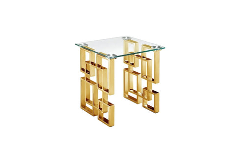 Royale Gold Side Table - Clear Glass V292-ST-ROYALE-GOLD-CLEARTOP