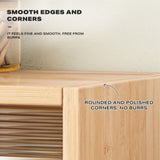 Bamboo Dustproof Cup Storage Cabinet with Sliding Acrylic Door V488-SCM-BN
