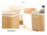 Foldable Laundry Basket Grocery Basket Bamboo Large Capacity Dirty Clothes Storage Bucket for Home V1294-YM0703-3117230013013