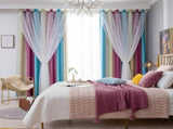 Star Curtains Stars Blackout Curtains for Kids Girls Bedroom Living Room Colorful Double Layer Star V1294-YM0901-H35315PU-5