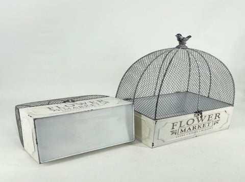 Set 2 Nested 'Flower Market' Cloche Cages 36cm, 36cm V637-13329CGE