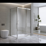 Adjustable 1400x800mm Single Door Corner Sliding Glass Shower Screen in Chrome V63-845521