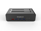 Simplecom SD352 USB 3.0 to Dual SATA Aluminium Docking Station with 3-Port Hub and 1 Port 2.1A USB V28-SD352