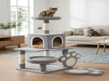 CARLA HOME Large Cat Tree Tower for Indoor Cats with Plush Perch, Cat Condo, Natural Sisal LSB-36394