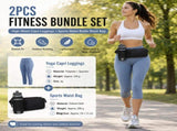 Winter Fitness Bundle - Blue XL size Women's High Waist 3/4 Yoga Leggings with Peach Hip Lift and V888-ELOSUNG53743