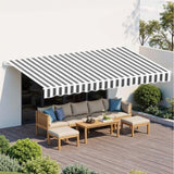 Instahut Retractable Folding Arm Awning Manual Sunshade 5Mx3M Grey White AWN-B-ARM-50X30-GRWH