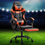 Artiss Gaming Office Chair Executive Computer Leather Chairs Footrest Orange OCHAIR-G-R4775-FT-BK-OR