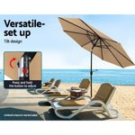 Instahut 3m Outdoor Umbrella Beach Pole Garden Patio Tilt Beige UMB-POLE-3-TIL-BG