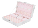 White Artificial Leather Multilayer Jewelry Box Portable Packaging Box for Collecting V1294-YM0721-3115210031011