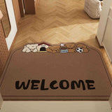 Dog Dark Curry Set of 2 Cartoon PVC Coil Entrance Mats - Non-Slip Dirt Trapping Door Mats V888-ELOSUNG28011