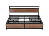 Artiss Metal Bed Frame Queen Size with 2-Tier Storage Headboard Metal Platform with 4 Storage MBED-C-SKY-Q-BK-ABC