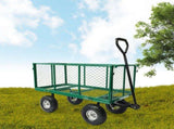 Wallaroo Steel Mesh Garden Trolley Cart 300kg Capacity Wheel - Green GMC-H38-GN