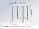 Stainless Steel Prep Table, 24 x 24 x 34 Inch, Heavy Duty Metal Worktable with 3 Adjustable Height V952-CFBXGGZTLCWJ45FJ5V0