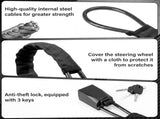 2 Set Black and Orange 28 Inch Car Steering Wheel Anti Theft Lock - Universal Steel Cable Anti Shear V888-ELOSUNG55175-5