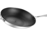 Stainless Steel Wok Pan Double Sided Honeycomb 3 Layer Prevent Sticking Easy Cleaning Wok for V1294-YM0717-3118220189616