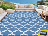 Gardeon Outdoor Rugs 274x366cm Large Carpet Reversible Area Mat PP Dual-Sided Patio Rug Blue OR-9X12FT-WAVE-BU