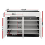 Artiss Shoe Rack Cabinet Storage 120cm w/ Drawer - White Lydia FURNI-N-SHOE120-WHBK-AB