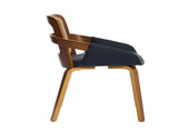 Set of 2 Rattan Back Dining Chairs, Black Faux Leather V1127-AU-DC02-BLK