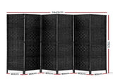 Artiss 6 Panel Room Divider Screen 245x170cm Woven Black RD-C-8001-6P-BK