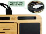 CARLA HOME Bamboo Laptop Lap Desk with Cushion and Angle Adjustable for Office and Home LSB-36067