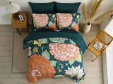 Teal Terracotta Dahlia Bloom Comforter Quilted Doona Set V745-MMPAB011142AJ3