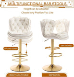 SERENIT Swivel Bars Set of 2 Counter Height Barstools with Back Velvet Upholstered Adjustable V255-GP2210R-IVORY