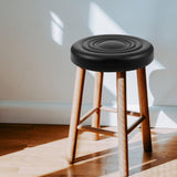 Black Round Stool Cushion Pad Replacement, Ergonomic Padded Seat Cover for Bar Stools, Kitchen V1366-AZ2-W-18753