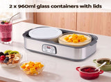 Devanti Greek Yoghurt Maker Machine 2x960ml Large Tubs Temp Control Grey YMK-2X32OZ-GR