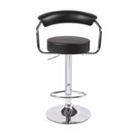 2X Black Bar Stools Faux Leather High Back Adjustable Crome Base Gas Lift Swivel Chairs V43-BS-GINA-BL