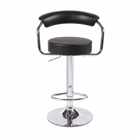 2X Black Bar Stools Faux Leather High Back Adjustable Crome Base Gas Lift Swivel Chairs V43-BS-GINA-BL