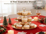 2PCS 3-Tier Cupcake Large Stainless Steel Tiered Serving Tray, 6.69"/9.06"/11.8" Dessert V1369-AZ3-W-08838