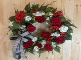 Red Geranium Wreath Spring Summer Front Door Red Geranium Summer Wreath Home Decor V1192-AZ-W-27943