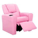 Keezi Kids Recliner Chair PU Leather Sofa Lounge Couch Children Armchair Pink KID-RECLINER-PK