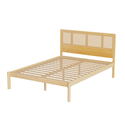 Artiss Bed Frame Double Size Rattan Wooden RITA WBED-RITA-D-WD-AB