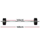 Everfit 48kg Barbell Set Weight Plates Bar Lifting Bench 168cm FIT-K-BB-SET-40KG