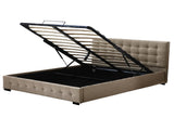 Levede Fabric Bed Frame Double Gas Lift Double Beige BF1008-D-BG