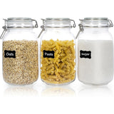 glass storage jars, airtight jars, kitchen storage, food storage, grain storage, pasta storage, V1102-122-48499-CLR-2PCS-1000ML