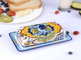 Hand Painted Porcelain Butter Dish with Lid, Decorative Ceramic Butter Keeper for Table Presentation V1237-ZY-924-073