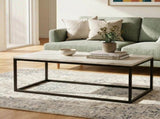 Industrial Style Marble Effect Rectangular Coffee Table V264-TAB-720C-WHE