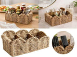 Woven Desktop Organizer ,8.27in Natural Fiber 3-Slot Storage Caddy with Scalloped V1369-AZ3-W-14725