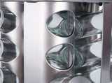 Modern stainless steel rounded corner rotating spice rack with 16 empty glass jars V888-ELOSUNG26116