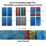 Set of 4 Imperfect Jacquard Terry Beach Towels Butterfly V442-ABR-TOWEL-BUTTERFLY-MULTI-RE