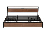 Artiss Metal Bed Frame King Size LED Storage Headboard USB Charge 4 Drawers MBED-C-SKY-K-BK-ABC