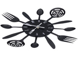 Black Kitchen Wall Clock Removable Modern Cutlery Kitchen Spoon Fork Wall Clock Home Decoration V1294-YM0523-3115210218311