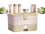 Cosmetic Storage Box 2 Layers Drawer Large Capacity Portable Makeup Storage Box with Handle for Nail V1294-YM0521-3117220310313