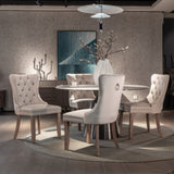8x Velvet Dining Chairs Upholstered Tufted Kithcen Chair with Solid Wood Legs Stud Trim and V226-SW1901BG-4