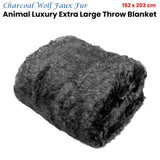 Charcoal Wolf Luxury Animal Faux Fur Extra Large Throw Blanket 152 x 203 cm V442-ATX-THROW-203WOLF-CHARCOAL-RE