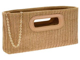 Woven Straw Clutch Bag with Fabric Lining Straw Clutch Purse with Detachable Chain for Beach V1366-AZ2-W-15025