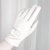 Women Leather Gloves Winter Warm Real Lambskin Fleece Lined Driving Gloves V1188-ZC-DLL-276