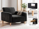 Artiss Reclining Armchair Velvet Sofa Bed Daybed Chair Single Chair Black UPHO-K-ARM-VEL-BK